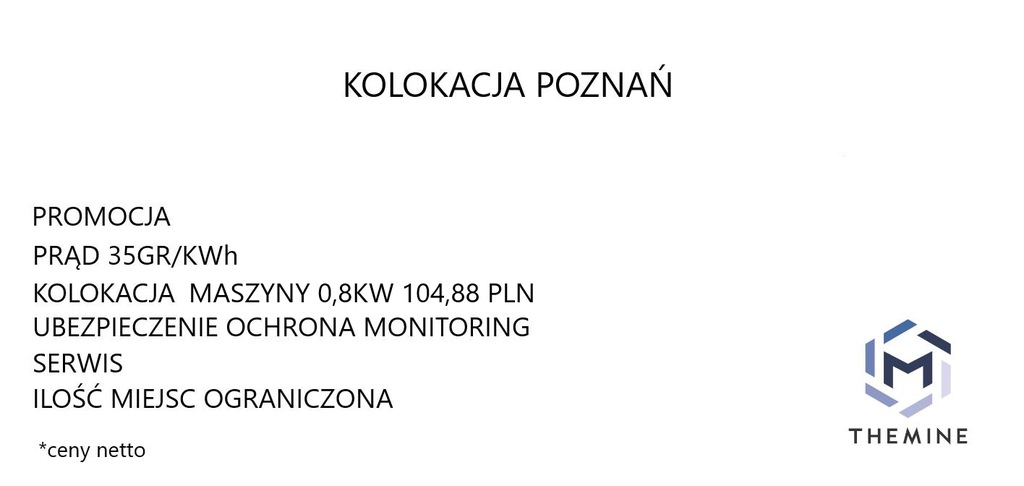 Kolokacja serwera koparki kryptowalut HIT Poznań