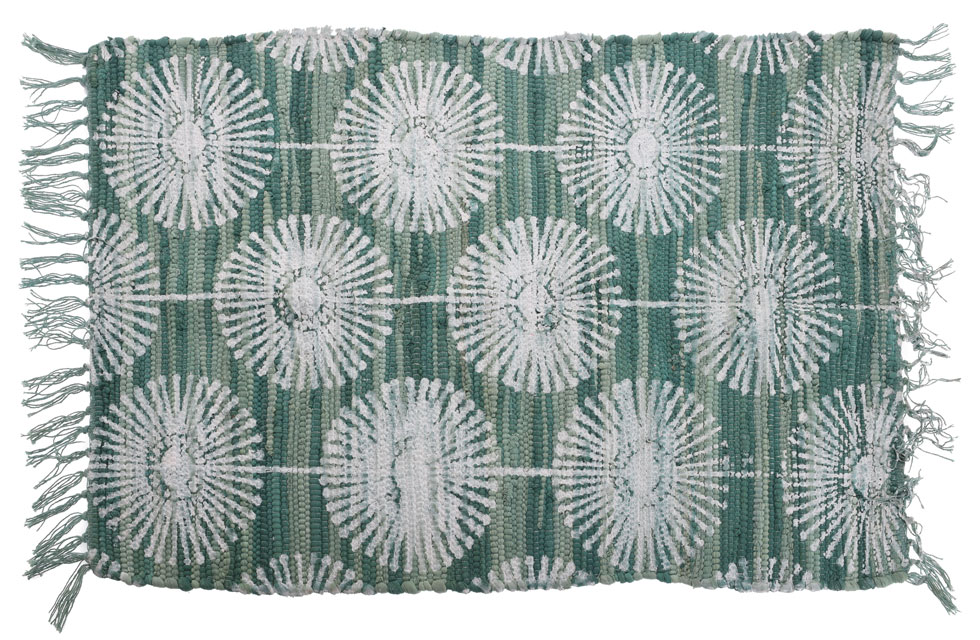 Dywan dekoracyjny zielony z frędzlami 60x90cm wzór