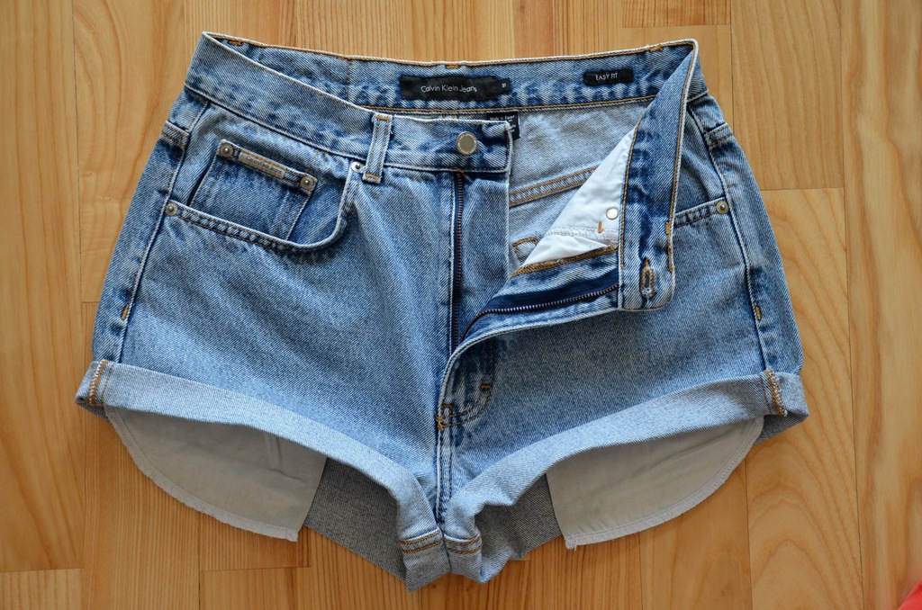 CALVIN KLEIN jeansowe szorty,DIY wysoki stan S/M