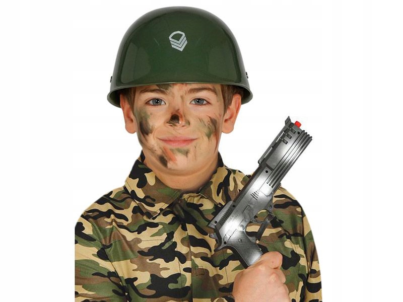 KOMPLET ŻOŁNIERSKI HEŁM PISTOLET ISKRZĄCY 2el