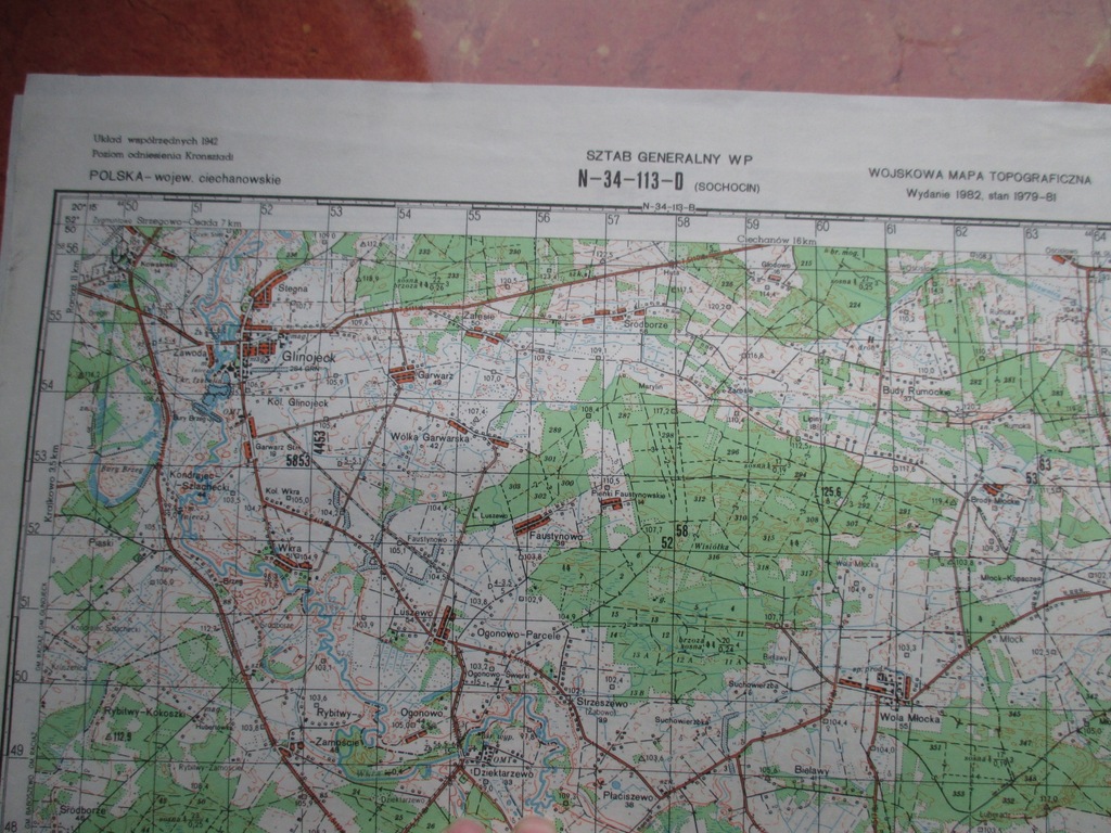 Wojskowa mapa topograficzna, Sochocin, Glinojeck