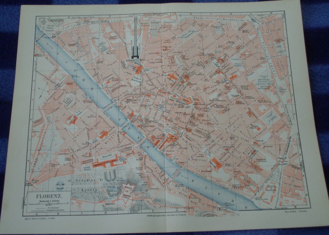 FLORENCJA   oryginalny XIX w.  plan miasta 