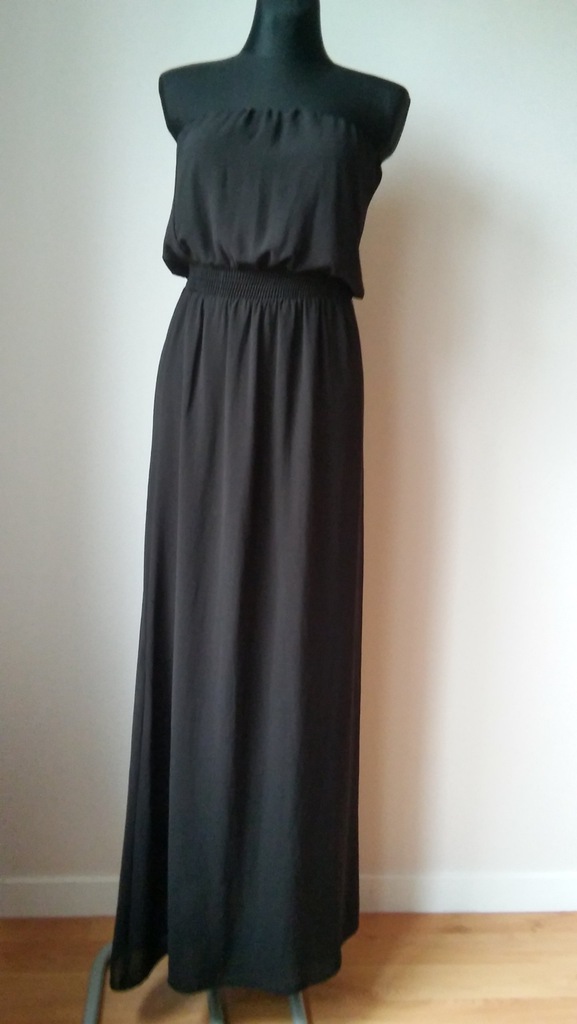 BERSHKA Czarna Długa sukienka na sylwestra 38 M