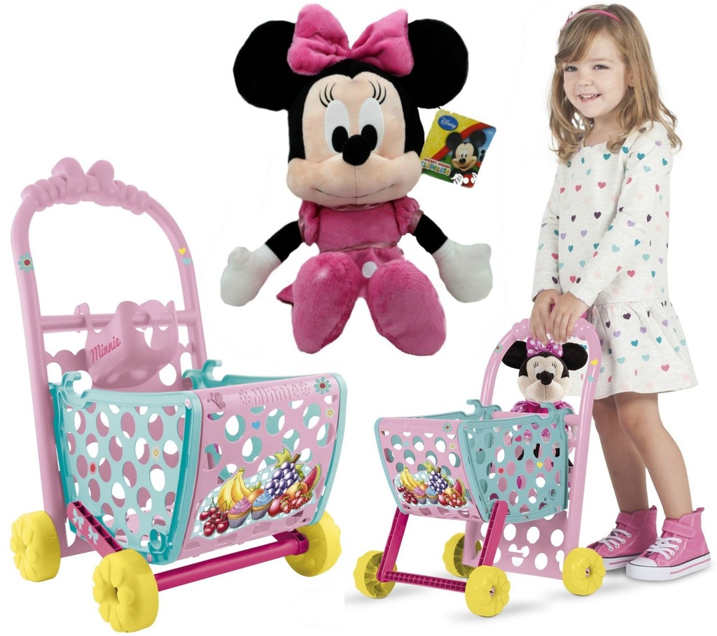 MASKOTKA MYSZKA MINNIE 60CM+ WÓZEK SKLEPOWY MINNIE