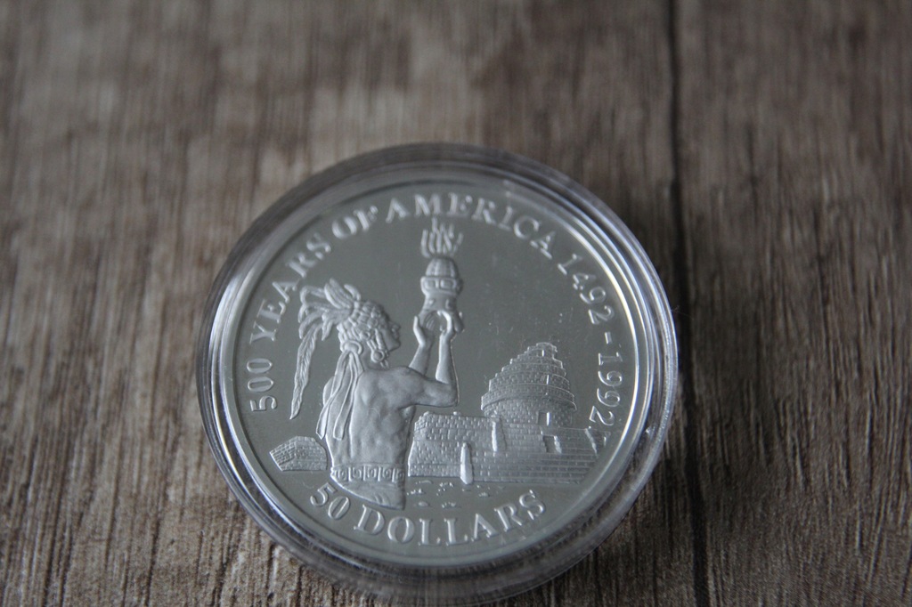 Cook Islands 50 dolarów srebro 925 500 lat Ameryki