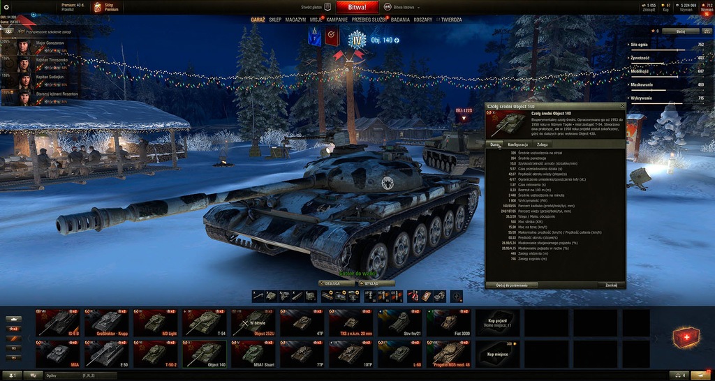 Konto Wot World of Tanks 10tier Obj.140 E50M itd!