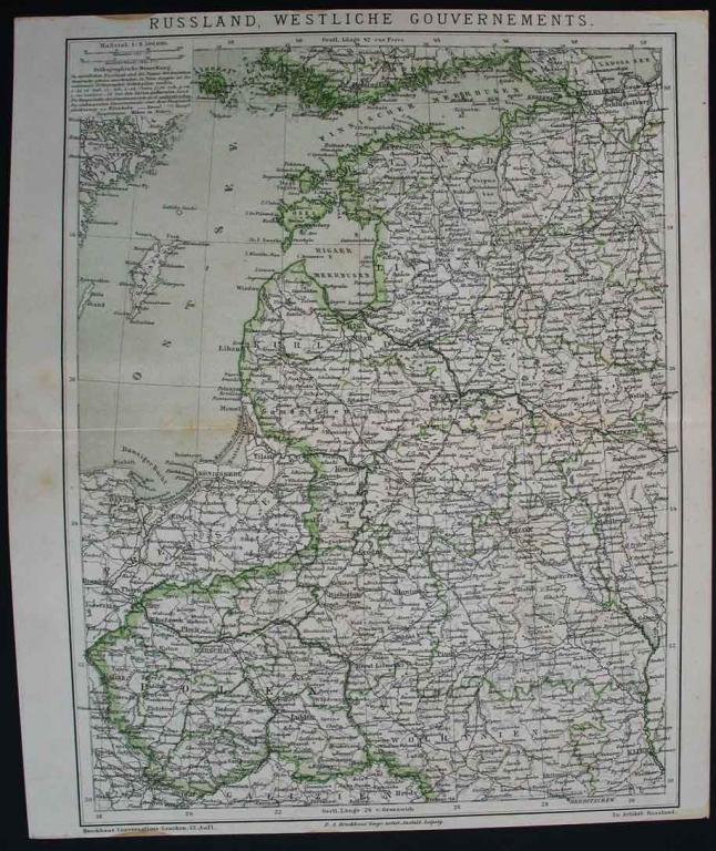 Rosja Zachodnie Gubernie z Polską, Mapa 1886