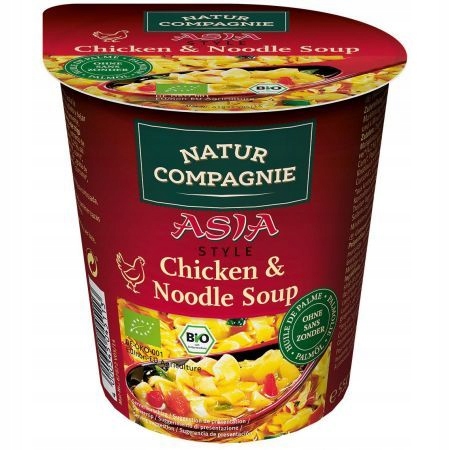 Danie w kubku zupa z kurczakiem i makaronem