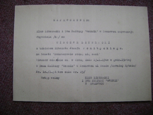 Sosnowiec - Zaproszenie na spotkanie z Józefem Pon