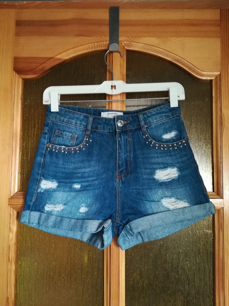Spodenki szorty jeansowe STRADIVARIUS XS 34 ćwieki