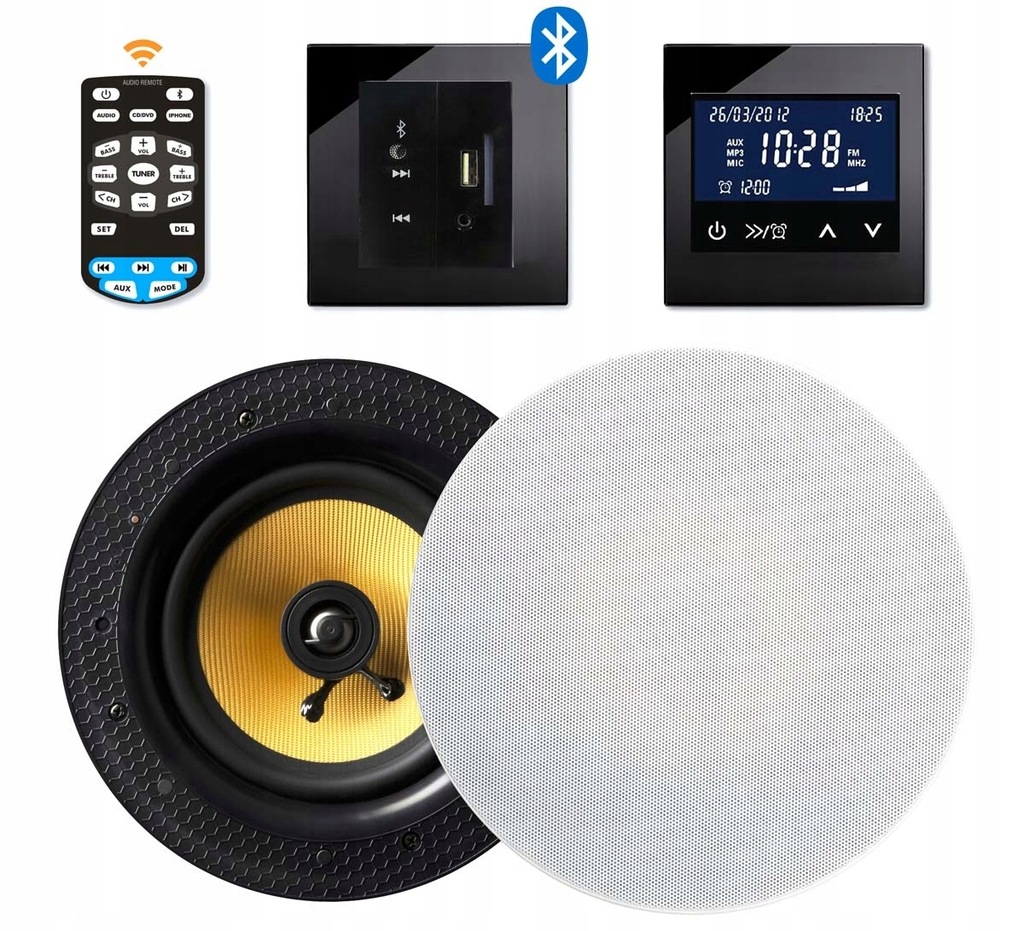 RT RADIO PODTYNKOWE Z BLUETOOTH/AUX/USB CZARNE