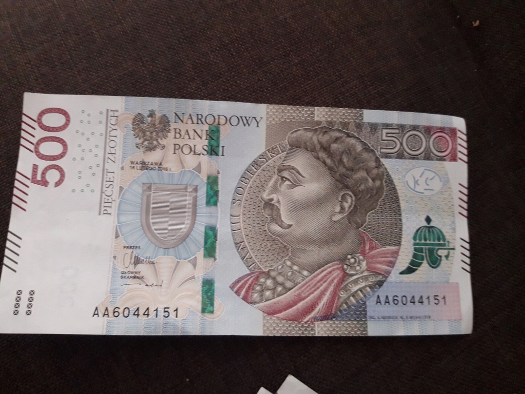 Banknoty 500 zł seria AA