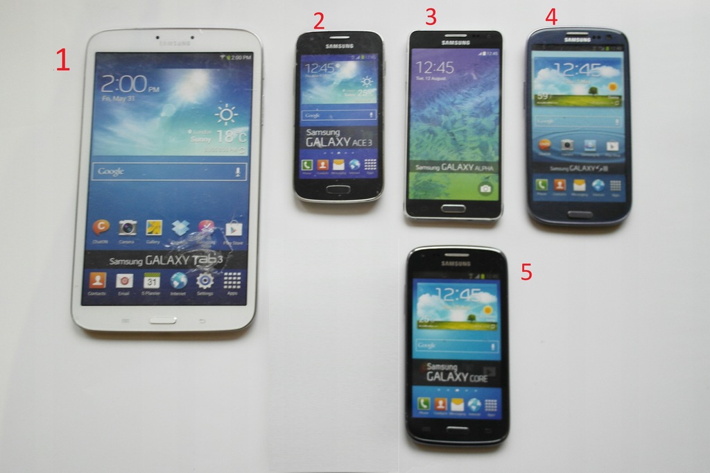 5 x atrapa Samsung GALAXY Tab3, ACE3, ALPHA, SIII,