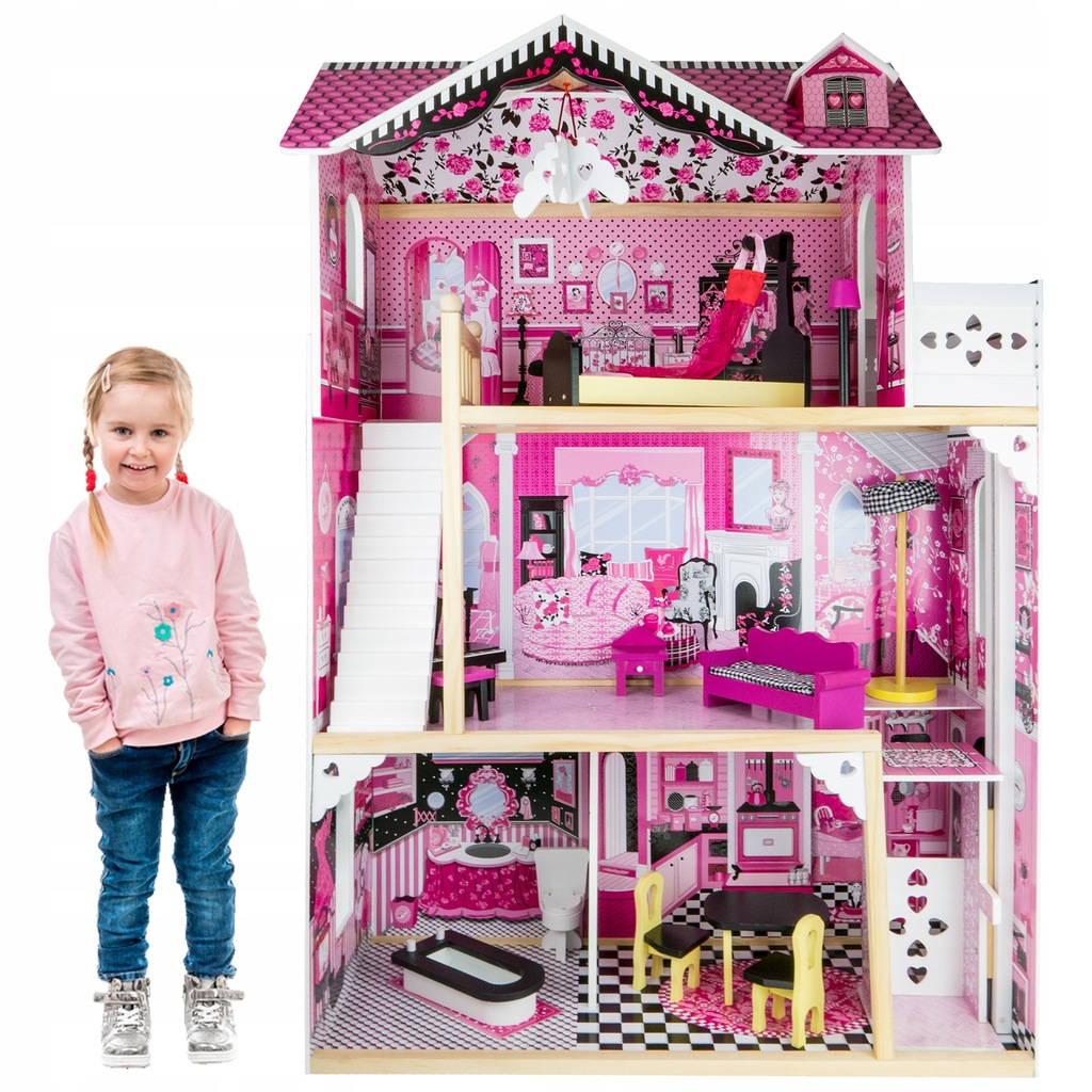 Drewniany domek dla lalek Barbie Duża Willa Amelia