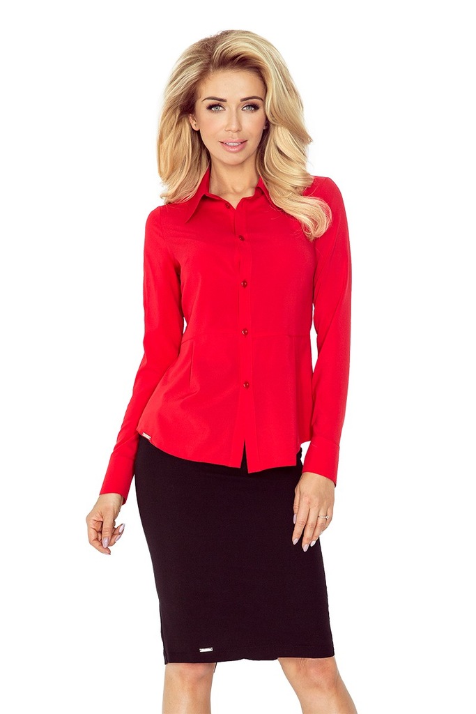 Koszula damska taliowana  - SLIM FIT - czerwona M