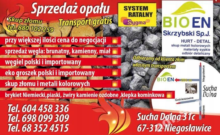 WĘGIEL kamienny GROSZEK MAŁOMICE SZPROTAWA DŁUGIE