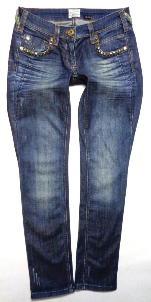 RIVER ISLAND spodnie jeansy rurki przetarcia 36/38