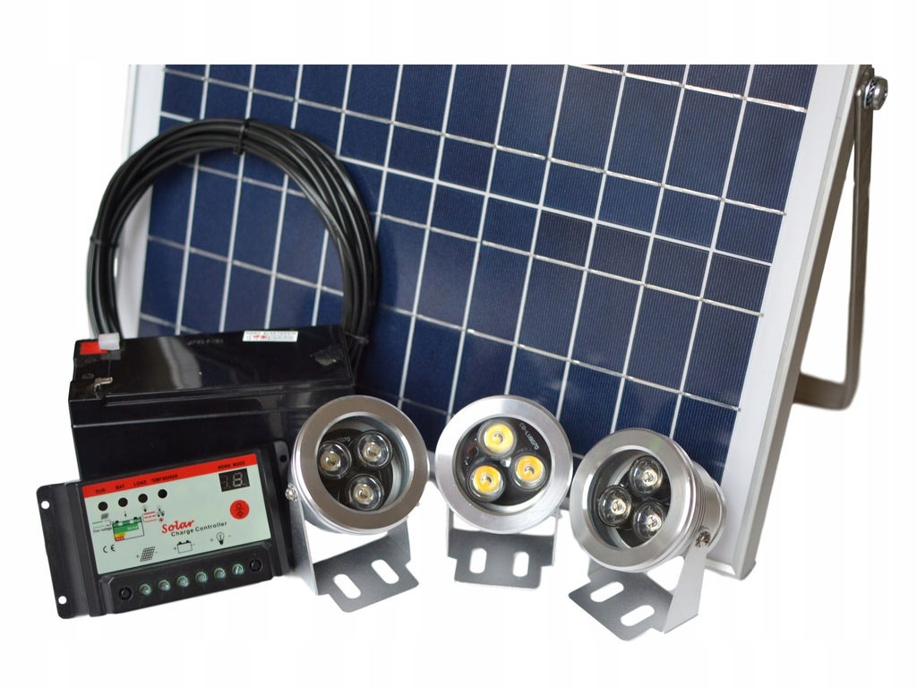 PANEL SOLARNY 20W 3x LAMPA OGRODOWA LED REGULATOR
