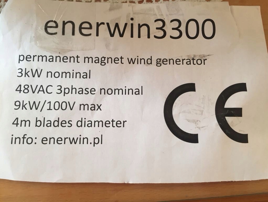 Elektrownia wiatrowa ENERWIN 3300 wiatrak 48V