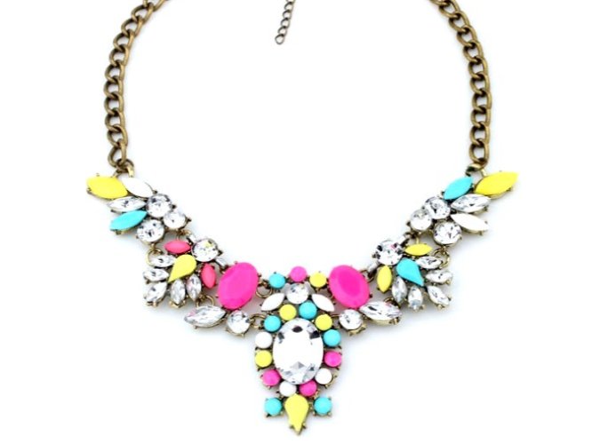 Naszyjnik kolia kolorowa złota choker cyrkonie