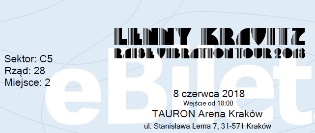 Lenny Kravitz Kraków 2 Bilety