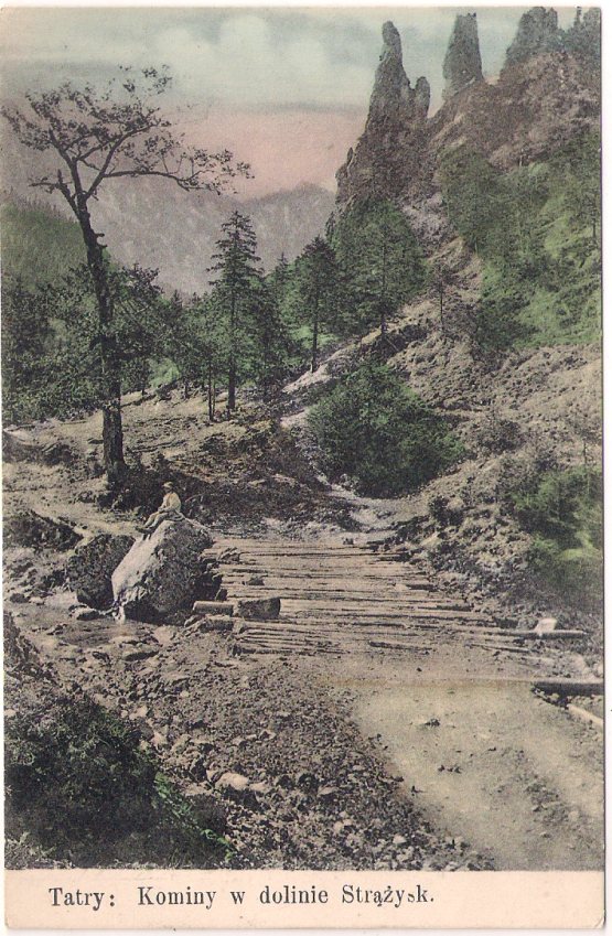 TATRY KOMINY W DOLINIE STRĄŻYSKIEJ KOLOROWANA 1911