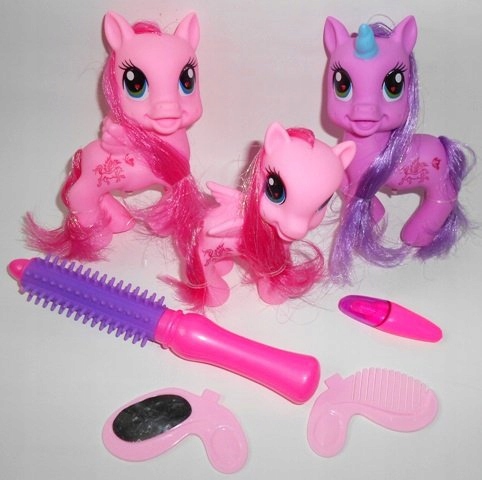 Duże 3 koniki kucyki Pony świecą + lokówka