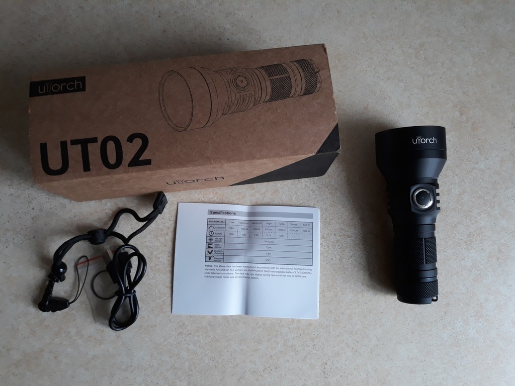 Latarka Utorch UT02 Cree XHP35 1300lm ład. USB