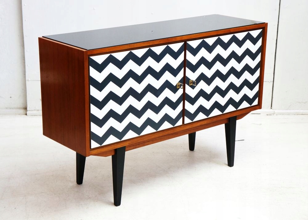 Modernistyczna komoda z malaturą, design lata 60.