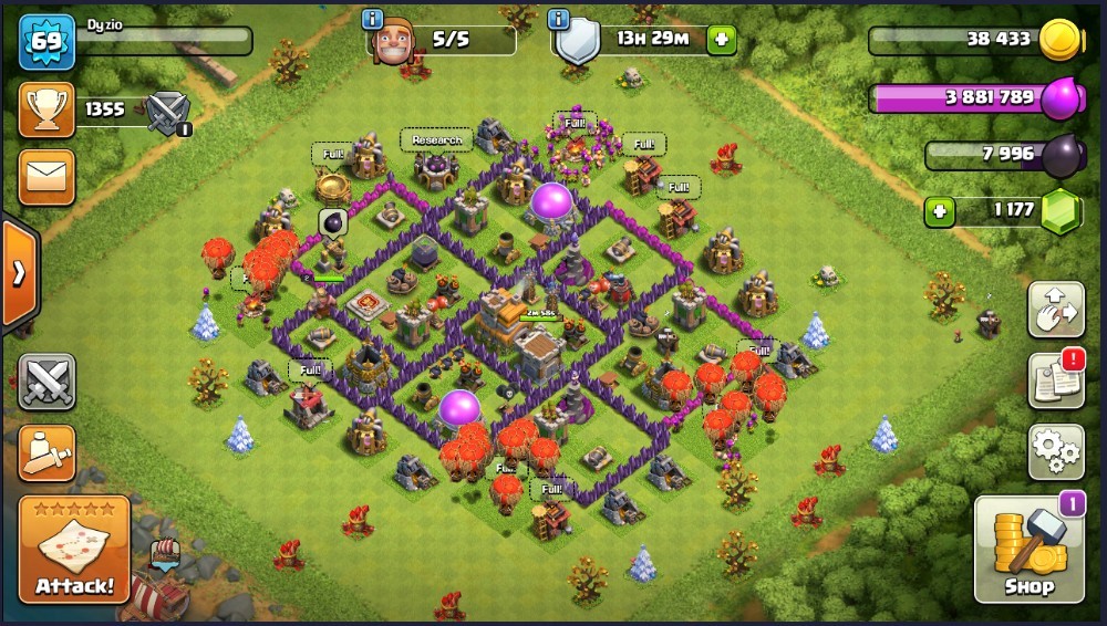 Konto Clash Of Clans | TH 7, 1177 GEMS, 69 LVL!