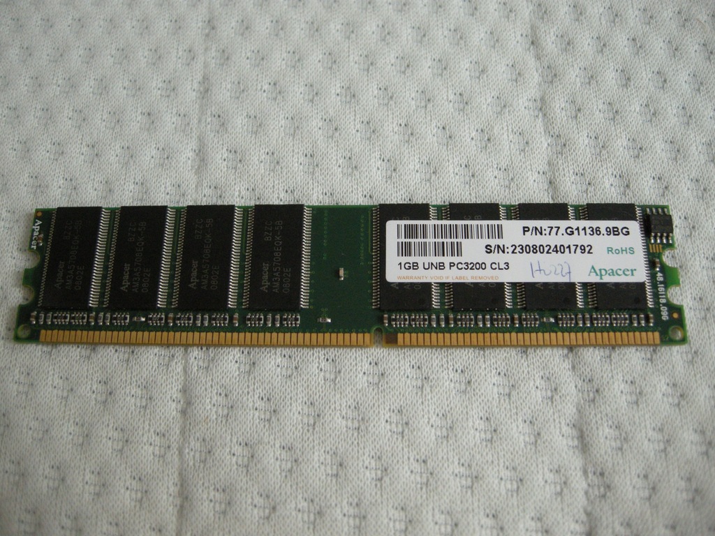 Pamięć Apacer 1GB UNB PC3200 CL3