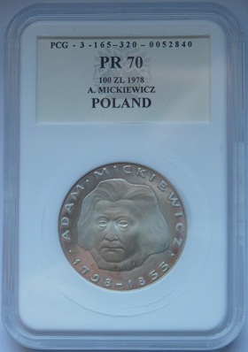 100 zł Adam Mickiewicz 1978 PR70