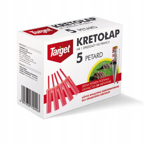 WKŁADY PETARDY DO KRETOŁAPA 5 SZT PUŁAPKA NA KRETY