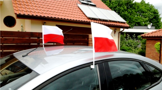 FLAGA POLSKA na SAMOCHÓD chorągiewka AUTO uchwyt