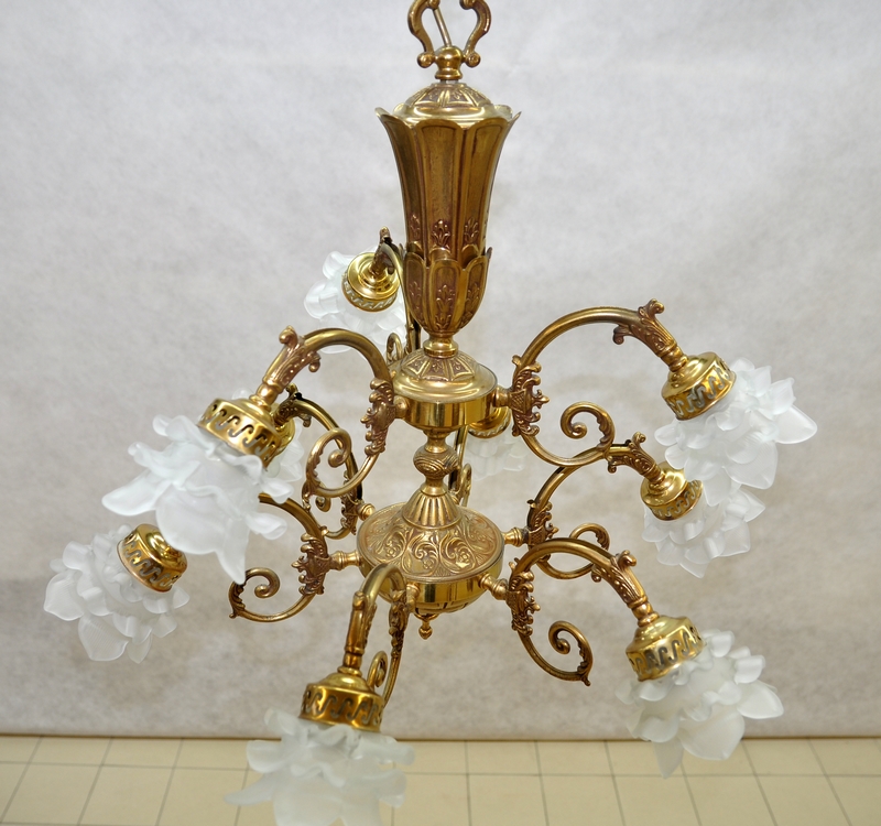 ŻYRANDOL MOSIĘŻNY 9 RAMIENNY STYLOWA LAMPA 
