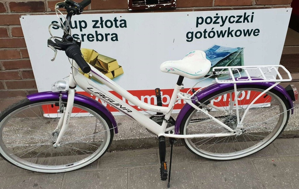 Rower KANDS LAGUNA CityVS 3 Biało-fioletowy Okazja