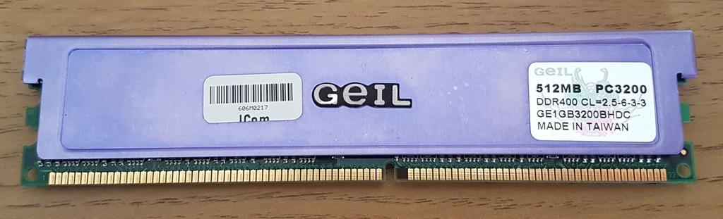 Pamięć RAM GEIL 512MB DDR 400MHz PC3200 CL 2,5