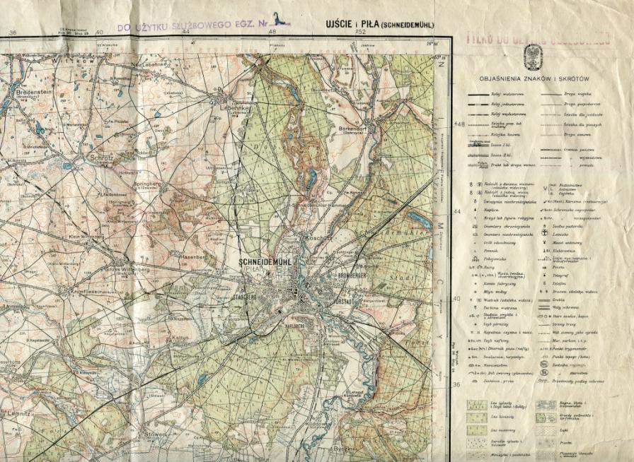 PIŁA : TRZCIANKA  ::  mapa wojskowa WIG : 1936