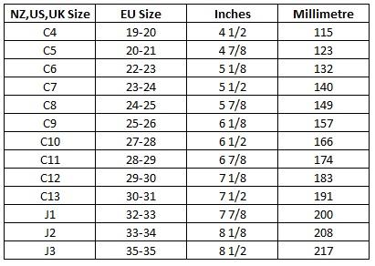 crocs measurement chart