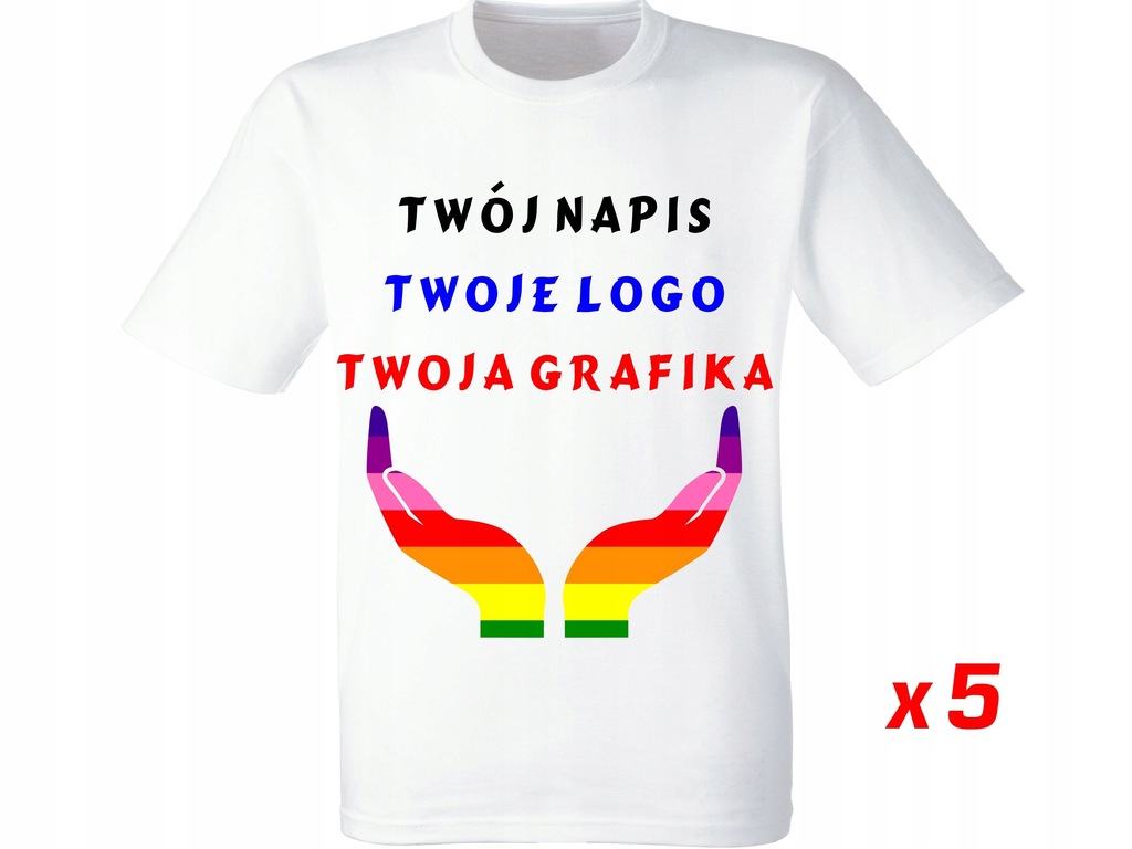 Koszulki 5szt. T-shirt Nadruk Grafika Logo 15x15