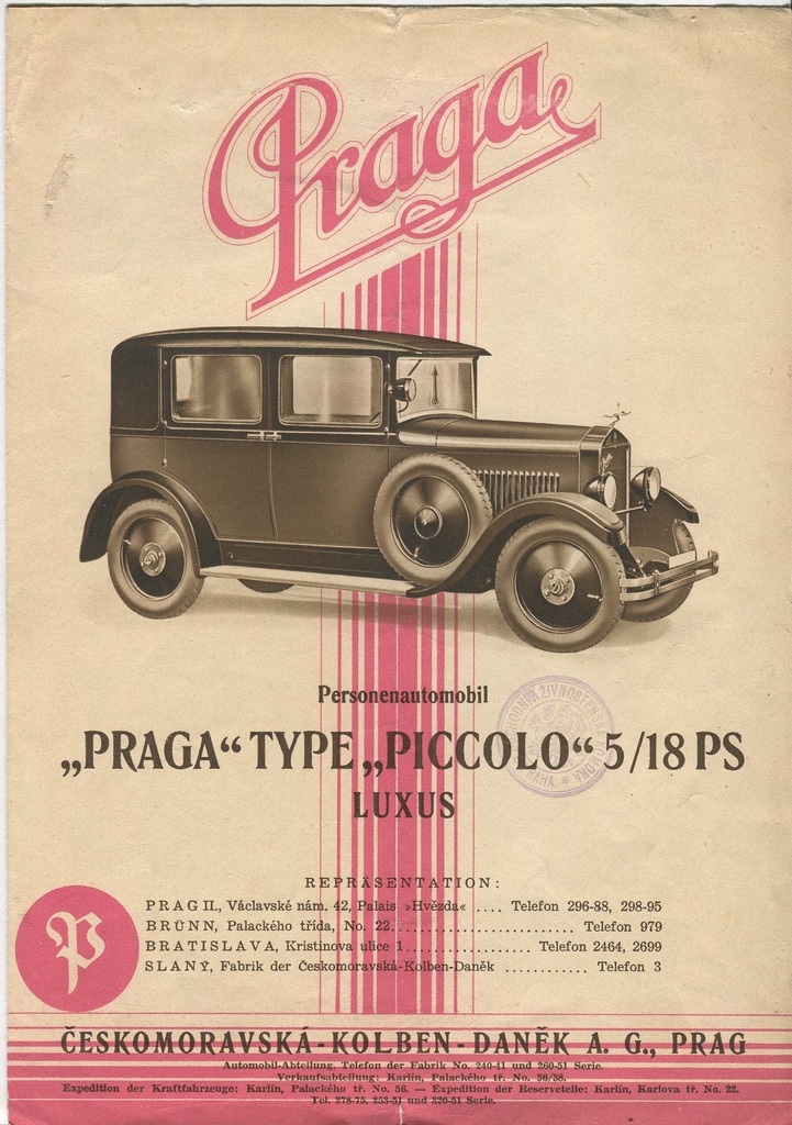 reklama PRAGA samochód Czechy auto motoryzacja