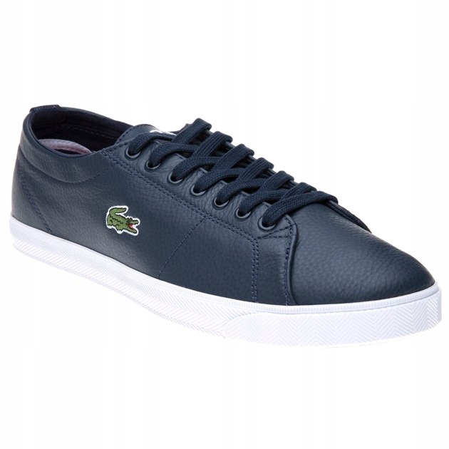 lacoste mens riberac leather trainers white dark blue