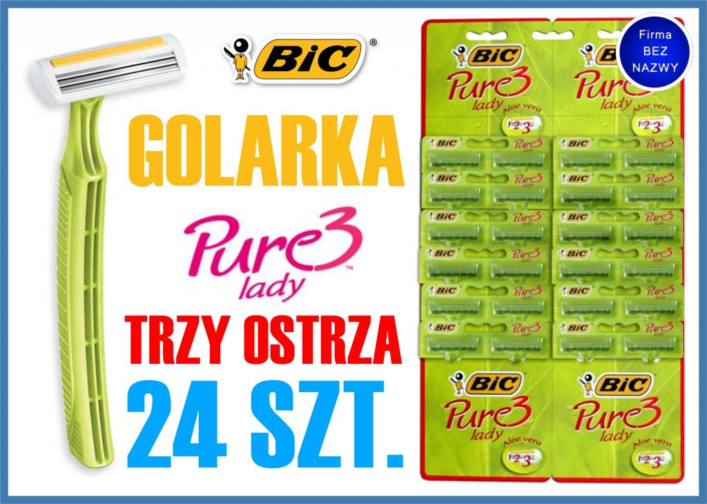 BiC Pure 3 lady golark maszynk karta 24szt W-wa FV