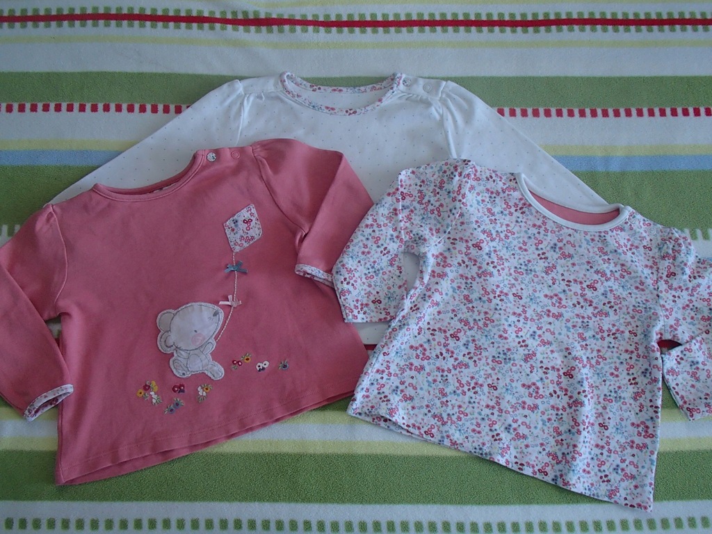 Mothercare 3 kolorowe bluzki roz 80