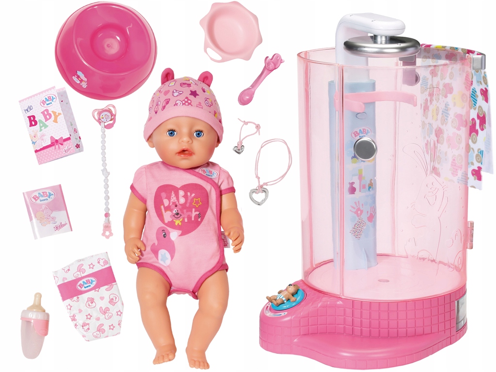 BABY BORN Interaktywna LALKA 9 Funkcji + PRYSZNIC