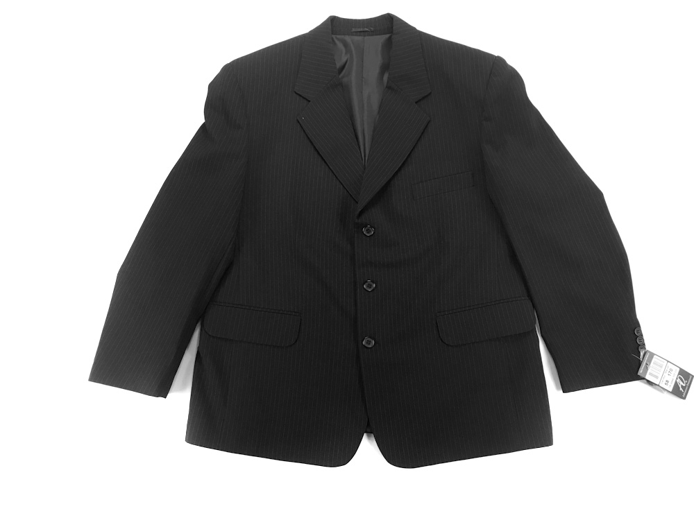 7583 black suit jacket  MARYNARKA prążki 58