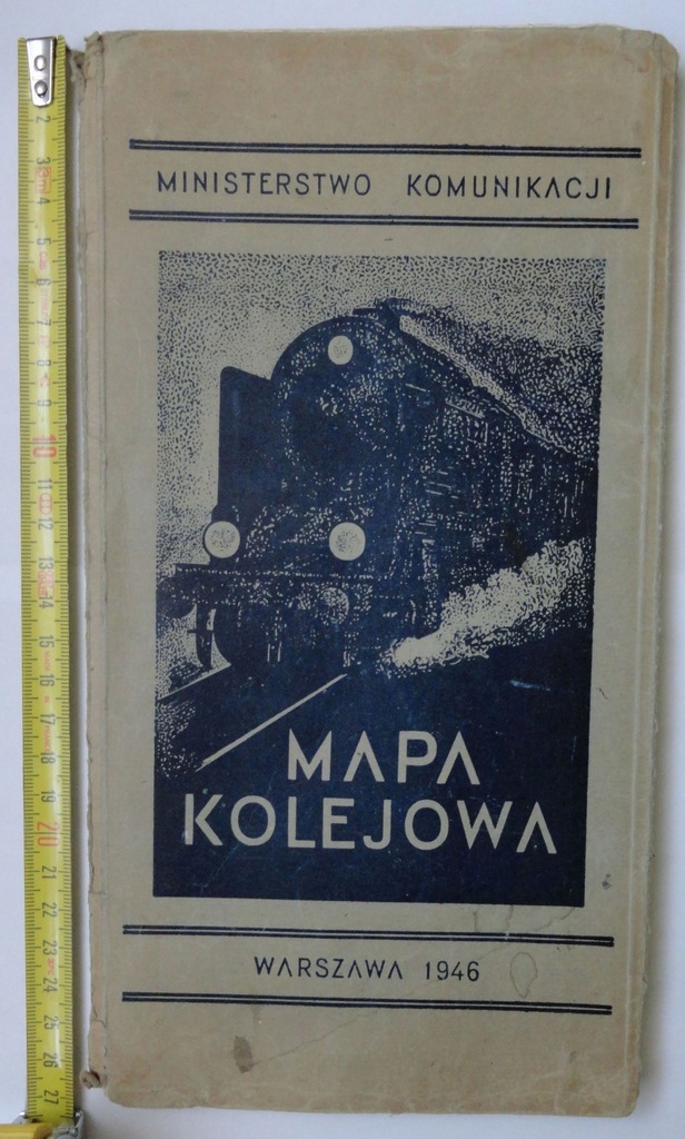 MAPA KOLEJOWA WARSZAWA 1946 ROK MINISTERSTWO KOM..