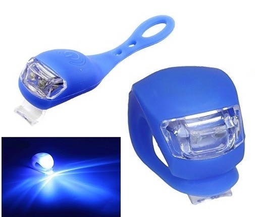 NIEBIESKA LAMPKA LED SILIKONOWA ROWER + BATERIA