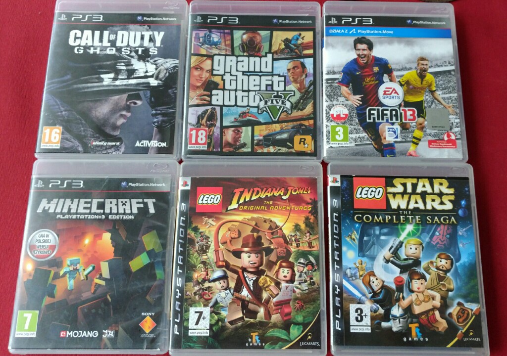 Minecraft PS3 komplet razem 6 gier używane st. bdb