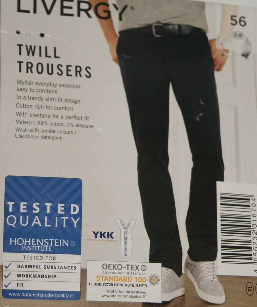 Męskie spodnie TWILL TROUSERS LIVERGY 56 7599178992